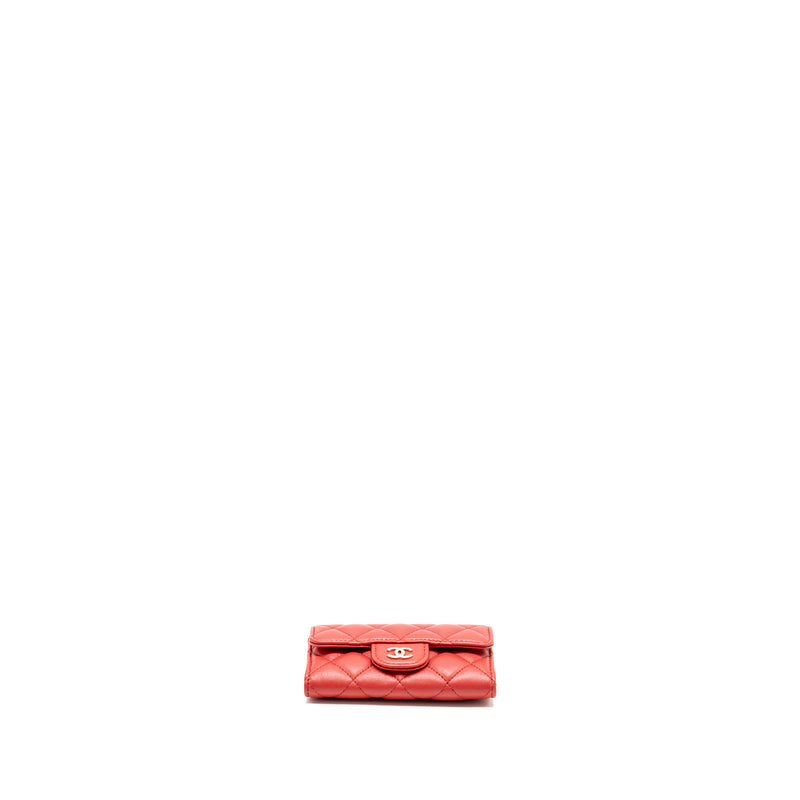 Chanel Classic Flap Card Holder Lambskin Red LGHW (Microchip)