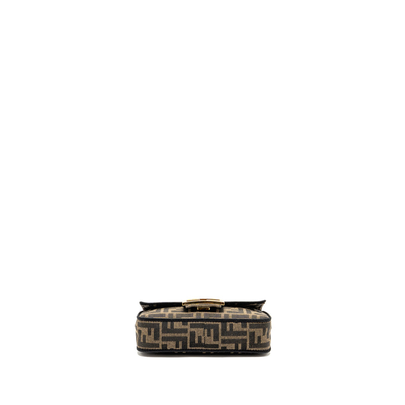 Fendi Mini Baguette FF Jacquard canvas brown GHW