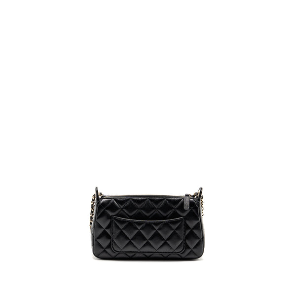 Chanel 25A zip clutch with chain caviar black LGHW (microchip)