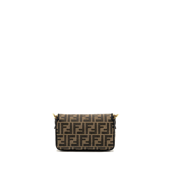 Fendi Mini Baguette FF Jacquard canvas brown GHW