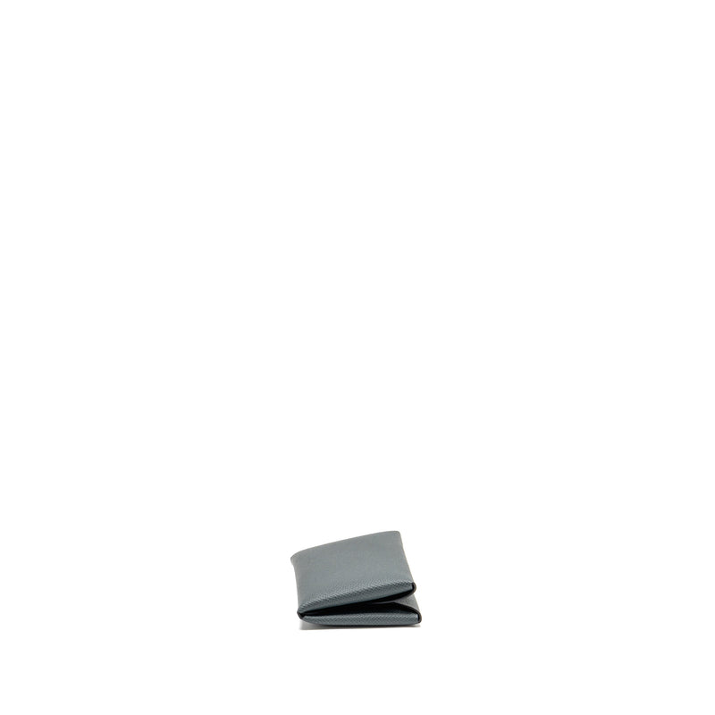 Hermes Calvi Duo Card Holder Epsom Y7 Bleu Orage SHW Stamp B