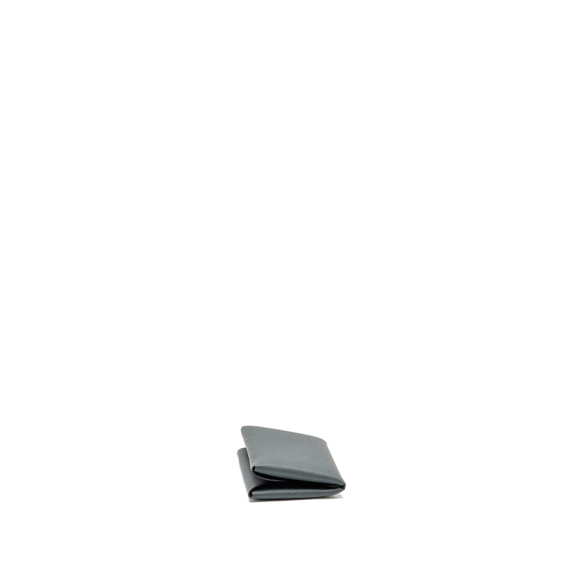 Hermes Calvi Duo Card Holder Epsom Y7 Bleu Orage SHW Stamp B