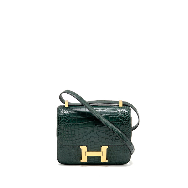 Hermes Constance 24 ALLIGATOR MISSISSIPPIENSIS MAT Vert Fonce GHW Stamp X