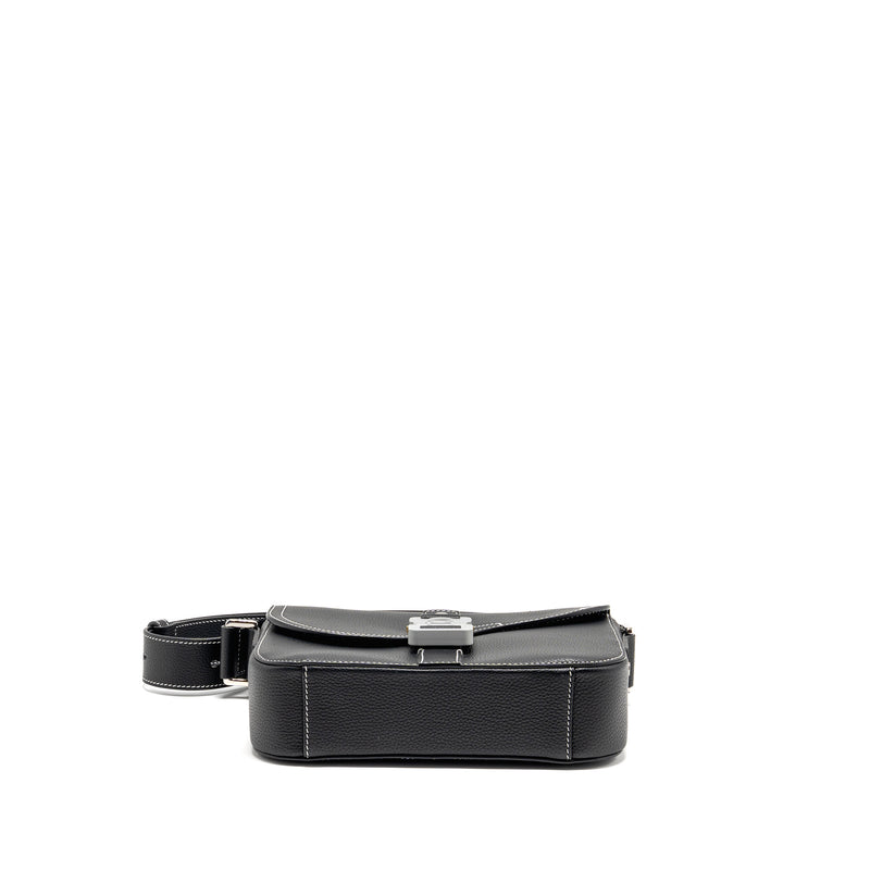 Dior Medium Saddle Flap Messenger Bag Grained Calfskin Black GHW