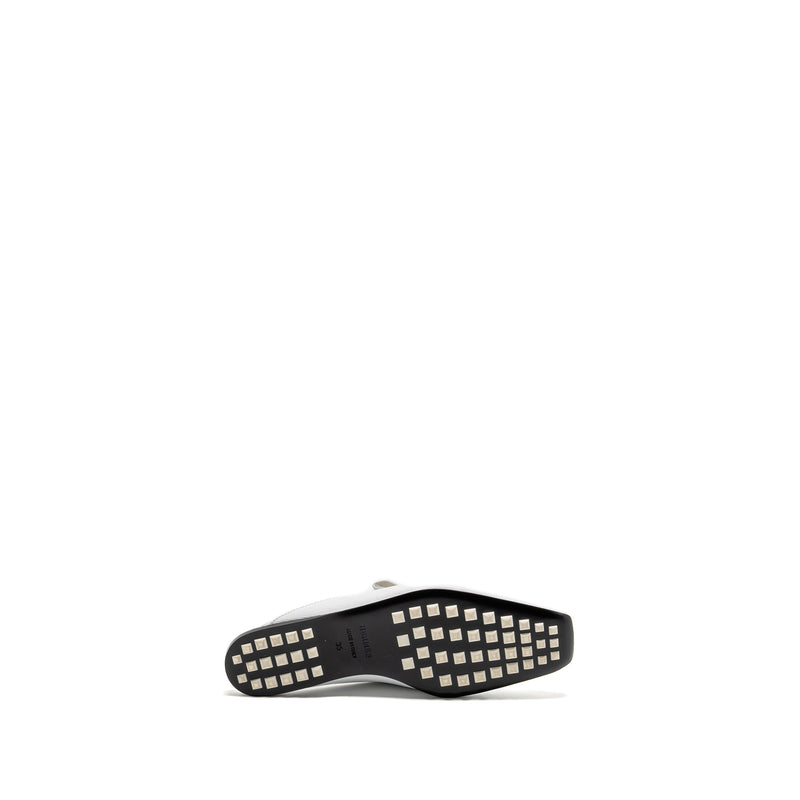 Hermes Size 35 Eloge Mules Chèvre Liegee Blanc