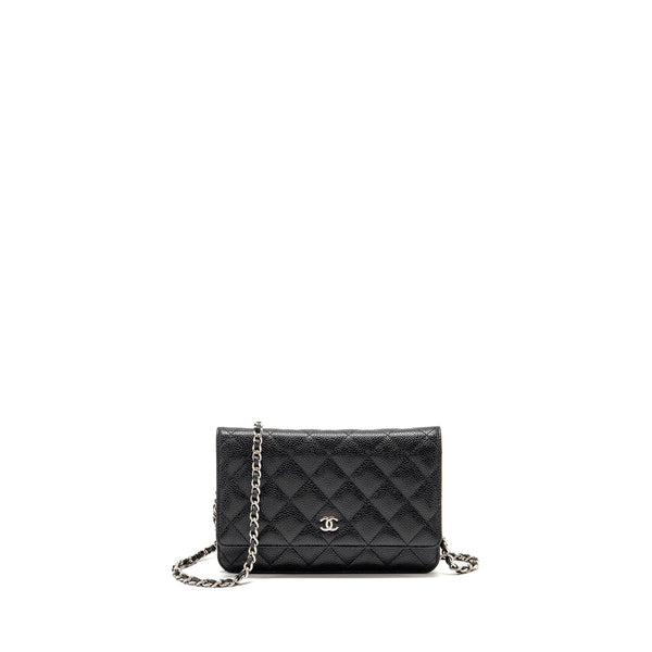 Chanel classic flap wallet on chain caviar black SHW (microchip)