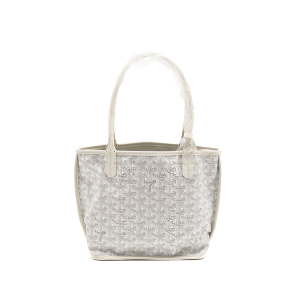 Goyard Anjou Mini Bag Goyardine Canvas/Chevroches Calfskin White SHW