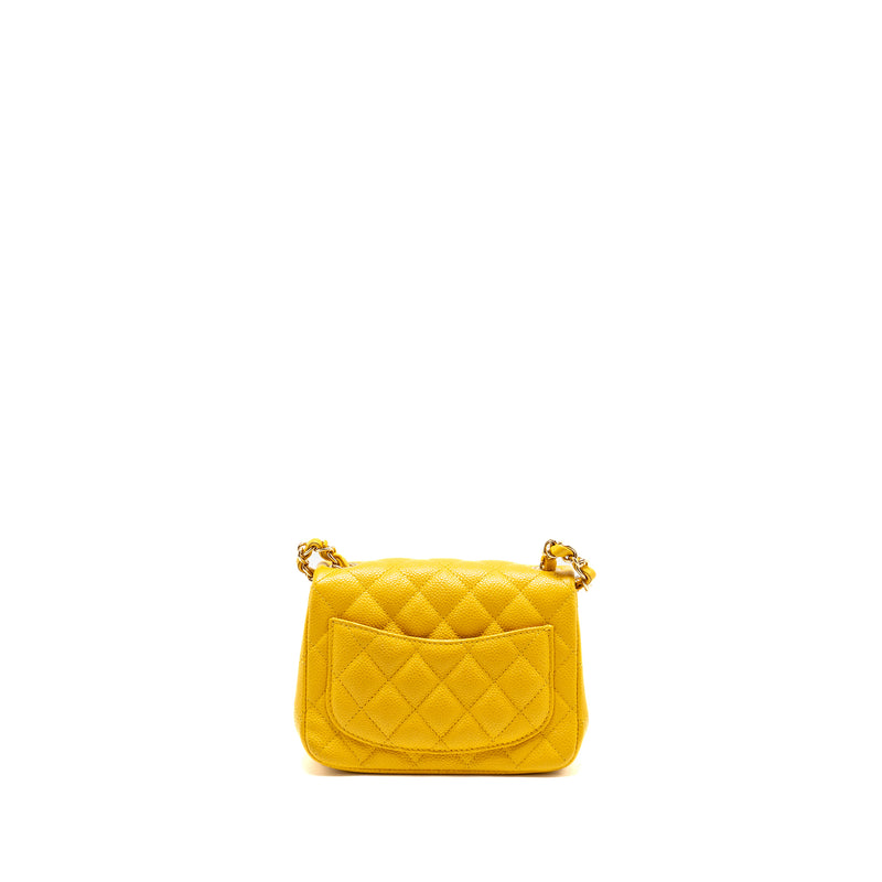 Chanel Classic mini square flap bag caviar yellow LGHW
