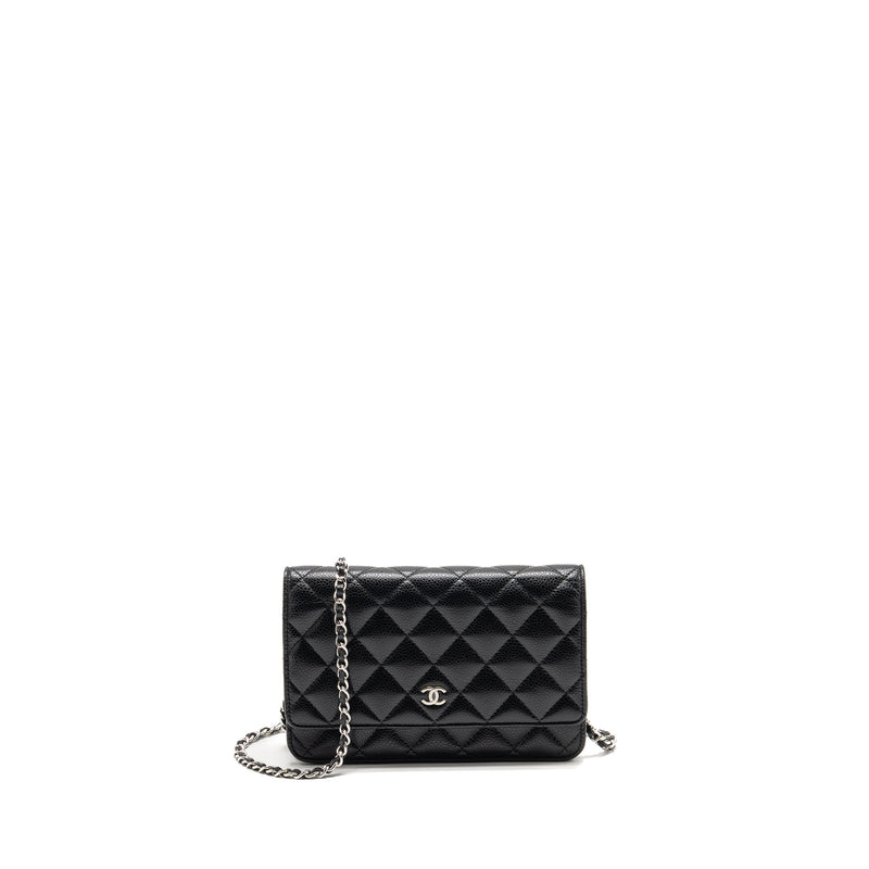 Chanel classic wallet on chain caviar black SHW (microchip)