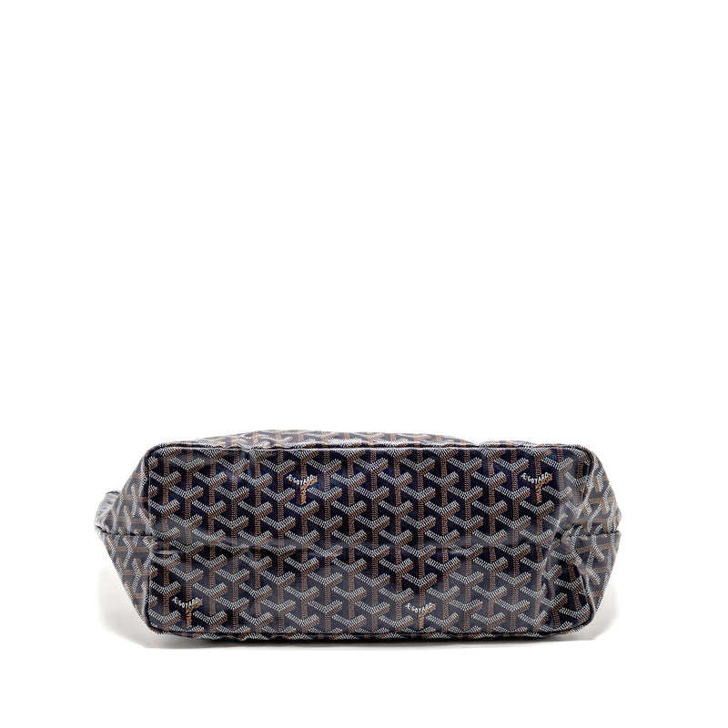 Goyard Saint Louis PM Tote Goyardine Canvas/Calfskin Navy Blue SHW