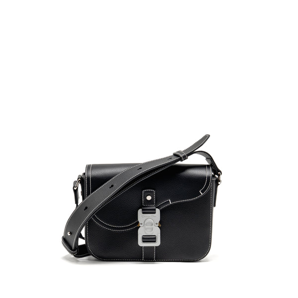 Dior Medium Saddle Flap Messenger Bag Grained Calfskin Black GHW