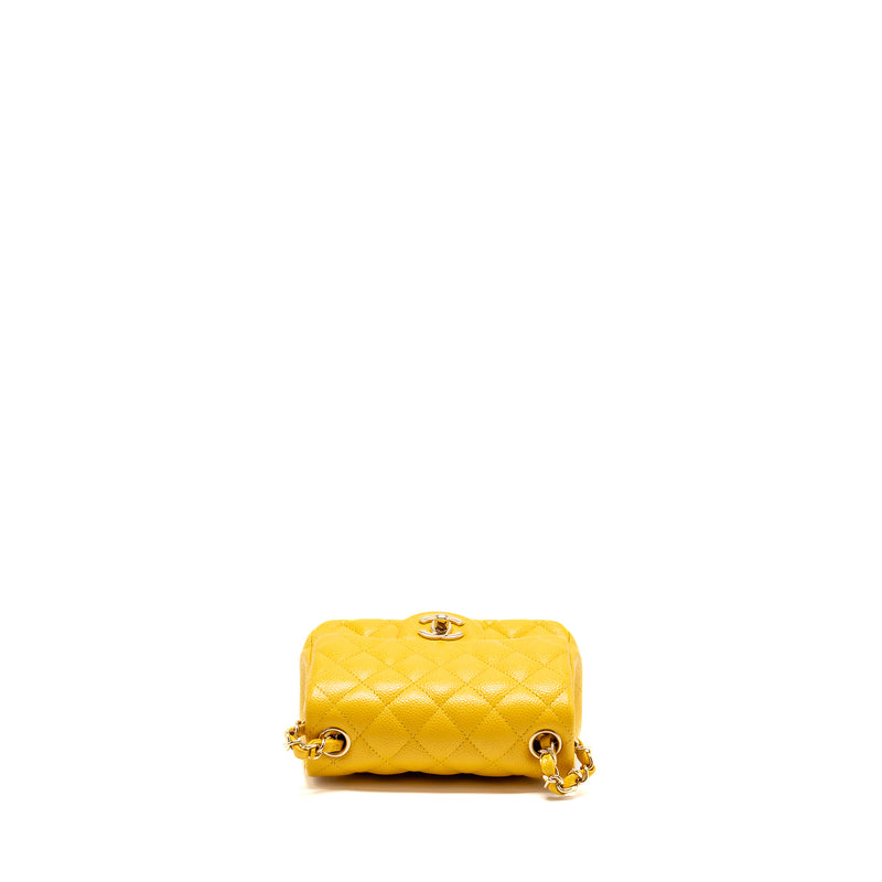 Chanel Classic mini square flap bag caviar yellow LGHW