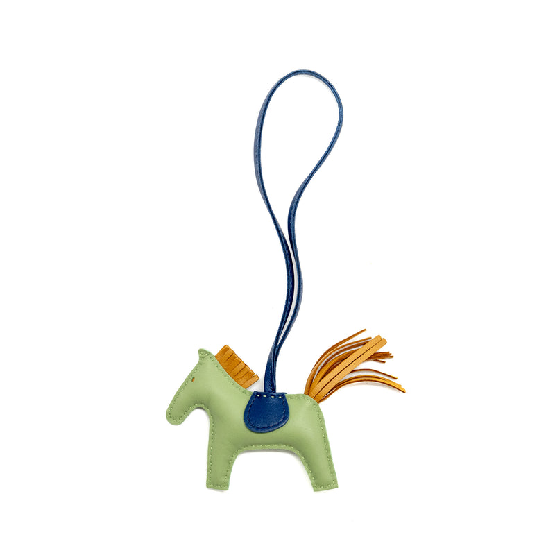 Hermes Rodeo Pm Bag Charm Vert Criquet/Sesame/Bleu Malte Stamp Y