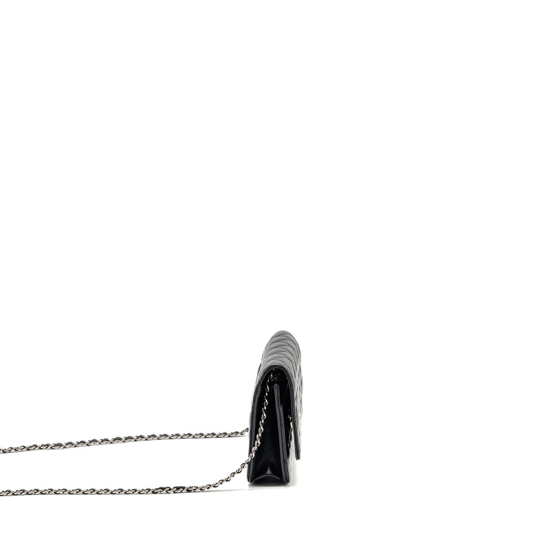 Chanel classic wallet on chain caviar black SHW (microchip)