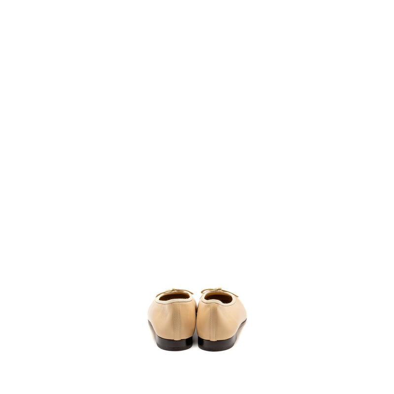 Chanel Size 37 Ballerinas Flat Shoes Lambskin Beige/Black