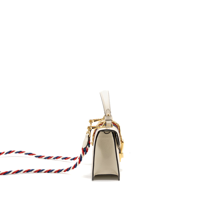 Gucci Mini Sylvie Bee Star Top Handle Calfskin White/Multicolour GHW