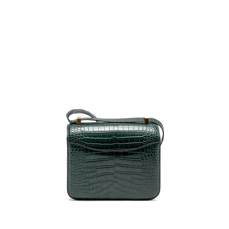 Hermes Constance 24 ALLIGATOR MISSISSIPPIENSIS MAT Vert Fonce GHW Stamp X