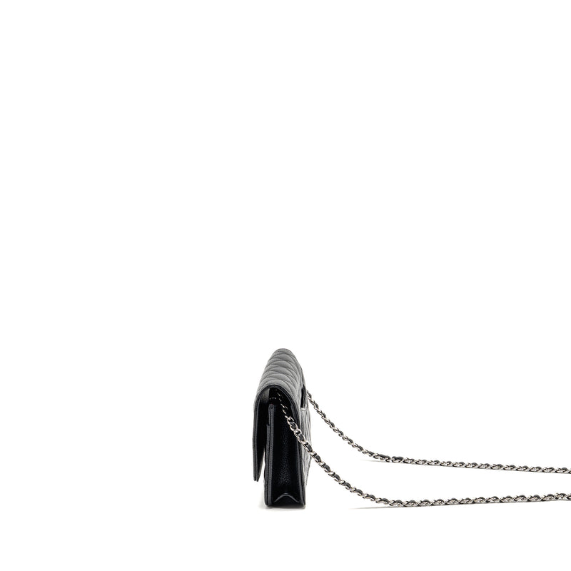 Chanel classic wallet on chain caviar black SHW (microchip)