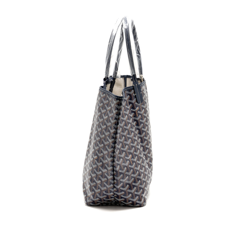 Goyard Saint Louis PM Tote Goyardine Canvas/Calfskin Navy Blue SHW