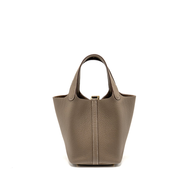 Hermes Picotin 18 lock bag Clemence Etoupe GHW stamp W