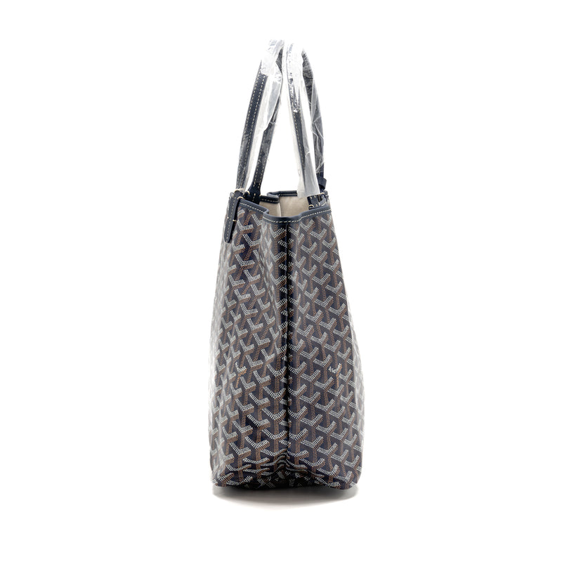 Goyard Saint Louis PM Tote Goyardine Canvas/Calfskin Navy Blue SHW