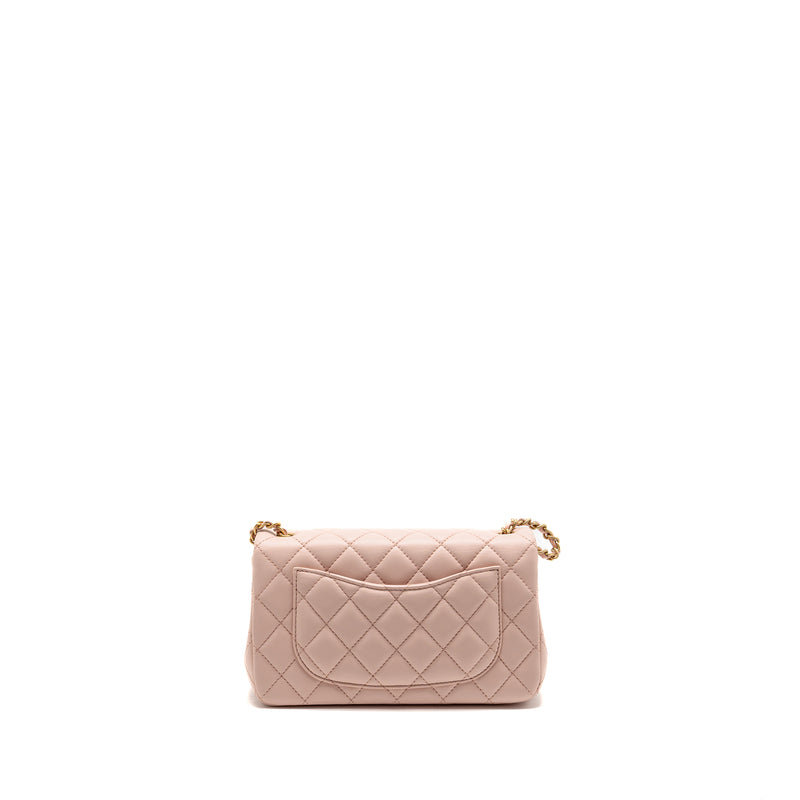 Chanel Pearl Crush Mini Rectangular Flap Bag Lambskin PINK GHW (Microc