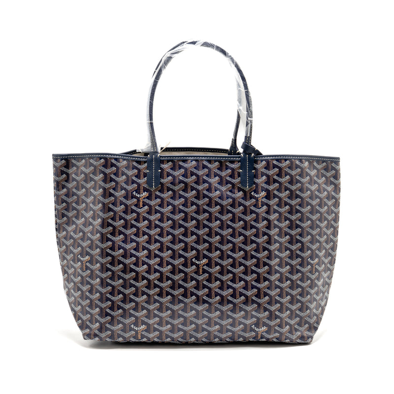 Goyard Saint Louis PM Tote Goyardine Canvas/Calfskin Navy Blue SHW