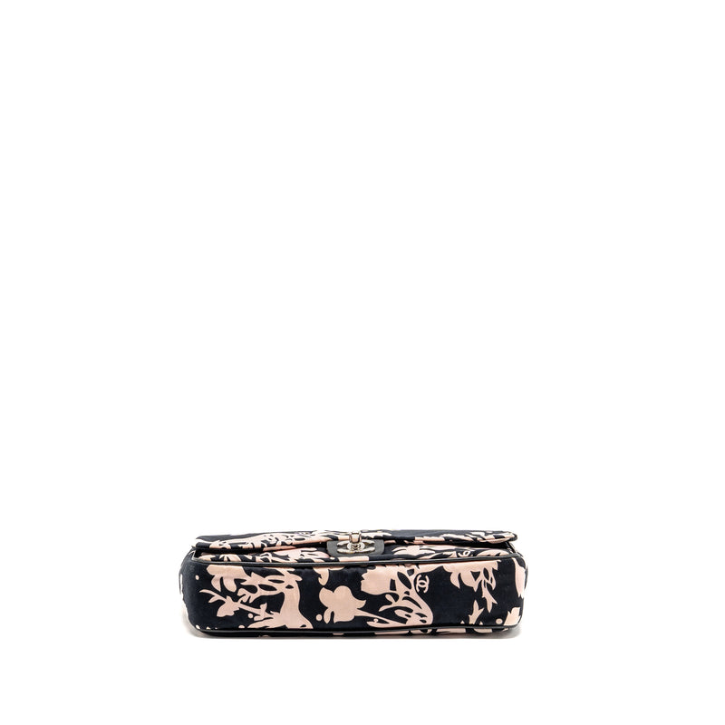 Chanel Mirror Charm Single Flap Bag Fabric Black/Pink SHW