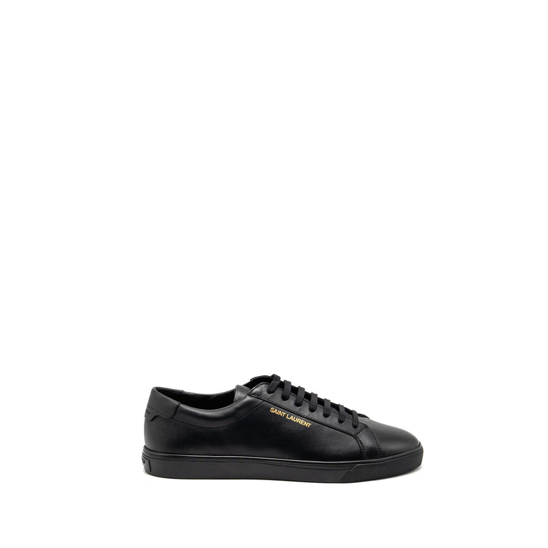 Saint Laurent/YSL Size 43 Andy Low Top Sneakers Leather Black/Gold