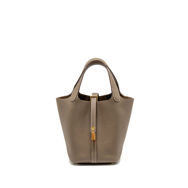 Hermes Picotin 18 lock bag Clemence Etoupe GHW stamp W