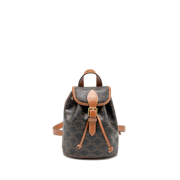 Celine Mini Backpack Folco Triomphe Canvas/Calfskin Tan GHW