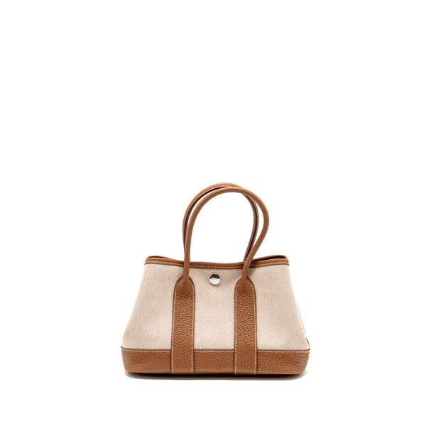 Hermes Neo Garden Party 23 Canvas/Negonda Ecru-Beige/Gold SHW Stamp K