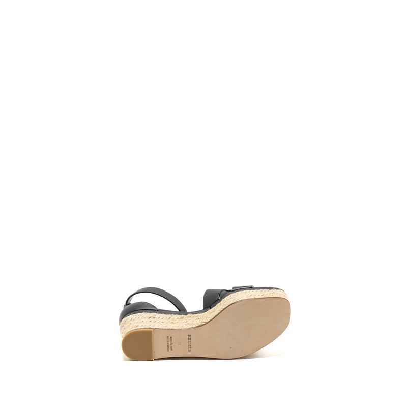 Hermes Size 38 Elda Espadrille Calfskin Black