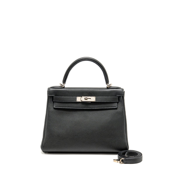Hermes Kelly 28 Clemence Graphite SHW Stamp Square Q