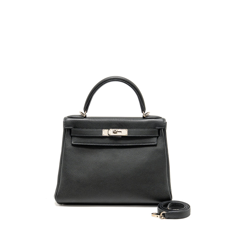Hermes Kelly 28 Clemence Graphite SHW Stamp Square Q