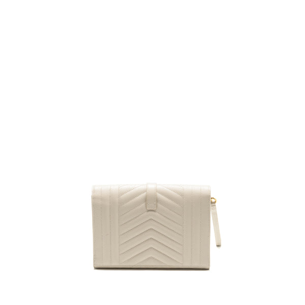 Saint Laurent envelope flap pouch grained calfskin blanc vintage GHW