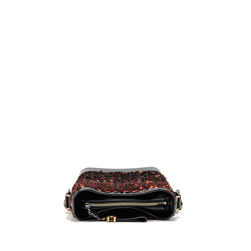 Chanel Small Gabrielle Hobo Bag Sequin/Shiny Calfskin Orange/Black Multicolour Hardware