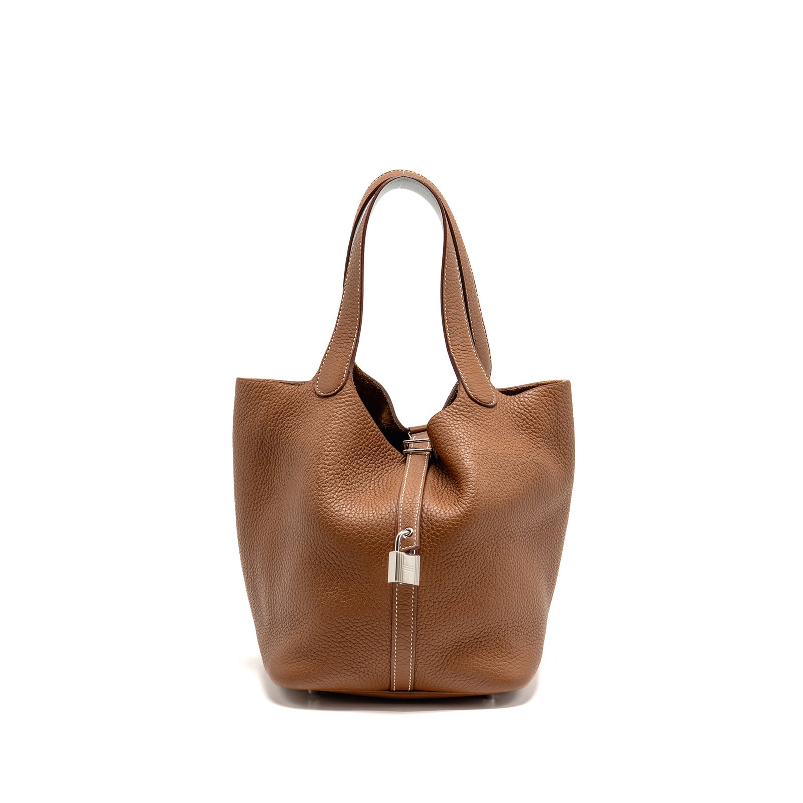 Hermes Picotin 22 Lock Bag Clemence/Swift Gold/Blue Brume Handle SHW S