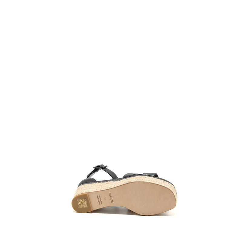 Hermes Size 38 Elda Espadrille Calfskin Black