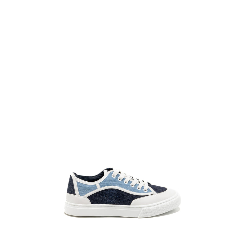 Hermes Size 37 get sneaker rubber/lambskin/cotton Multicolour/bleu