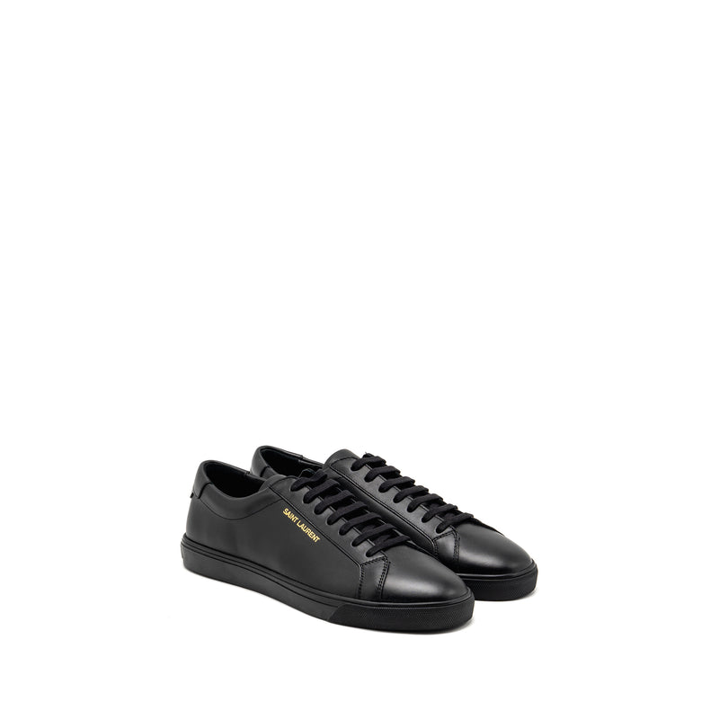 Saint Laurent/YSL Size 43 Andy Low Top Sneakers Leather Black/Gold