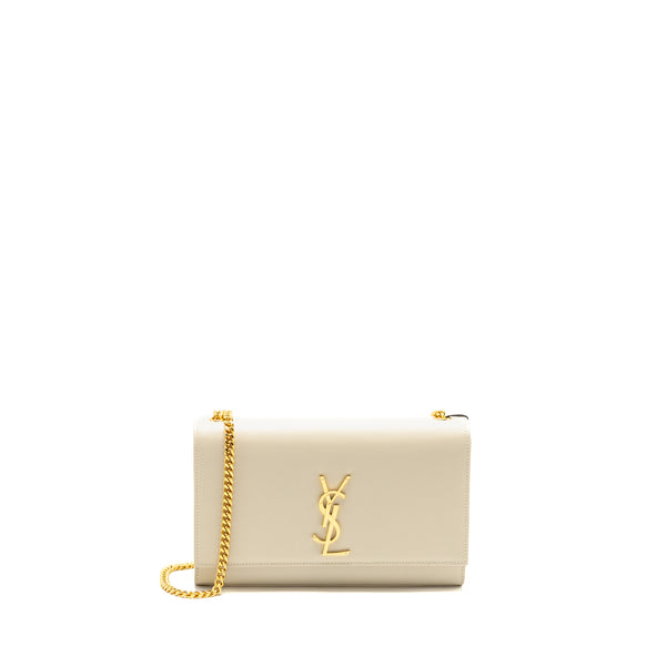 Saint Laurent/YSL Medium Kate Bag Grained Calfskin White GHW