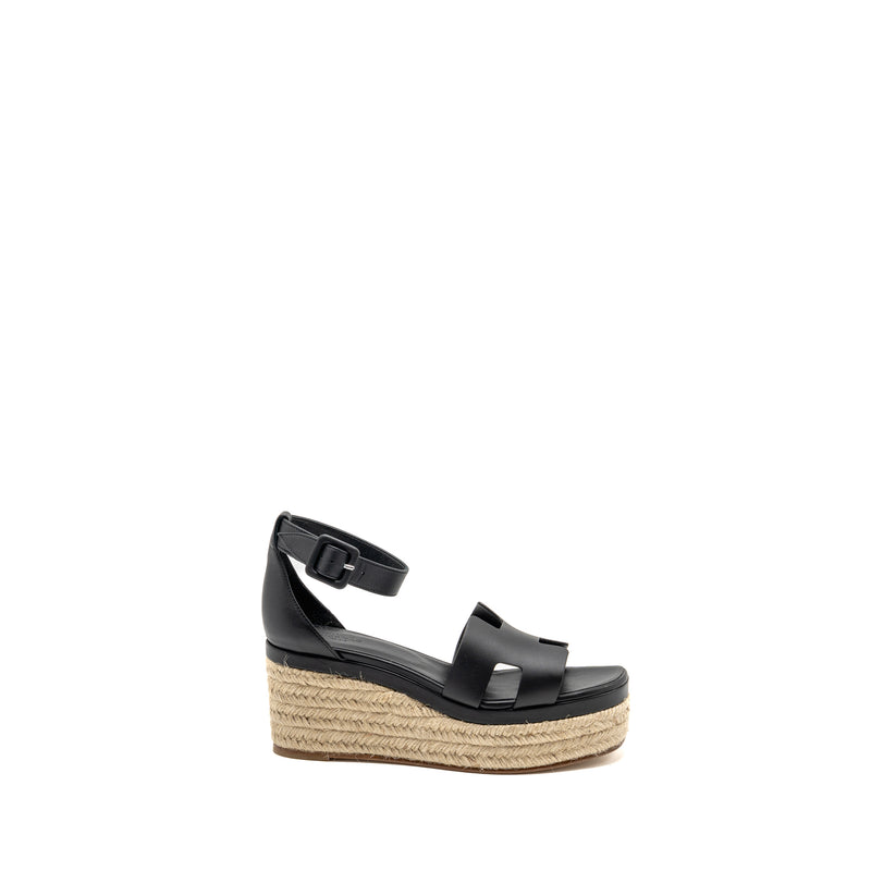 Hermes Size 38 Elda Espadrille Calfskin Black