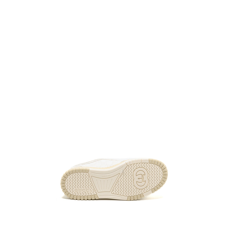 Gucci Size 37.5 Re-Web Trainer GG Supreme Canvas/Leather Beige/White