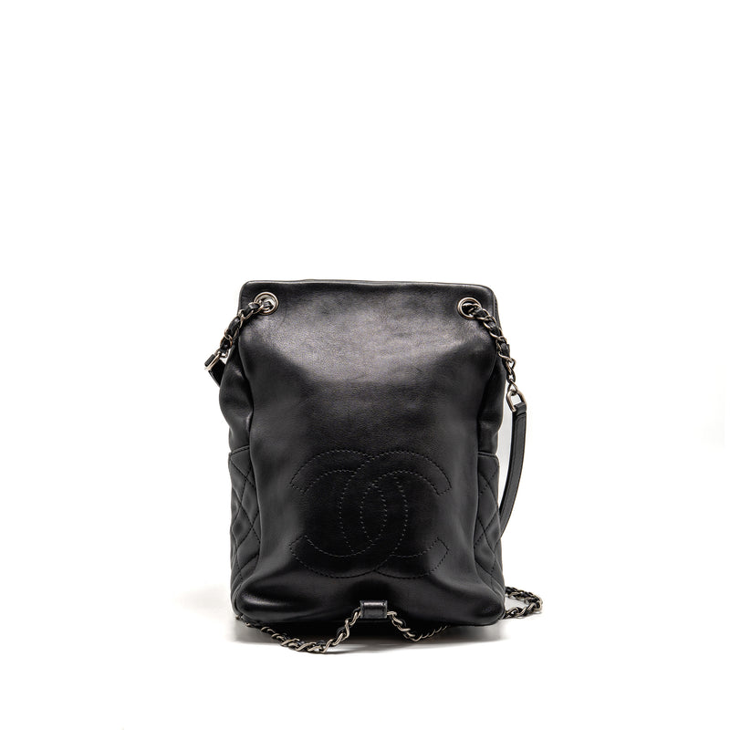Chanel 15B CC Flap Backpack Calfskin Black Ruthenium Hardware