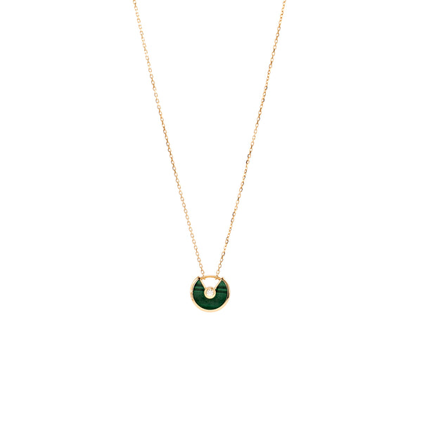 Cartier Amulette De Cartier Necklace, XS Model, Malachite Rose Gold Diamond