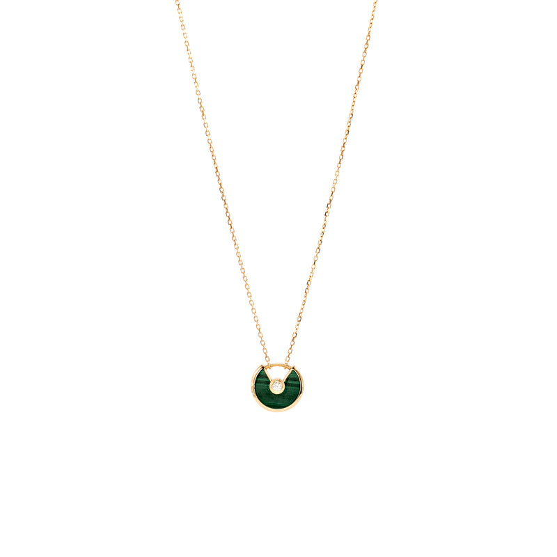 Cartier Amulette De Cartier Necklace, XS Model, Malachite Rose Gold Diamond