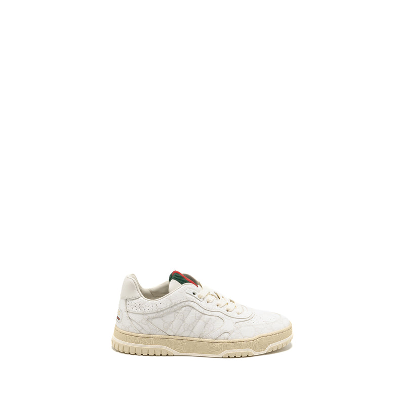Gucci Size 37.5 Re-Web Trainer GG Supreme Canvas/Leather Beige/White