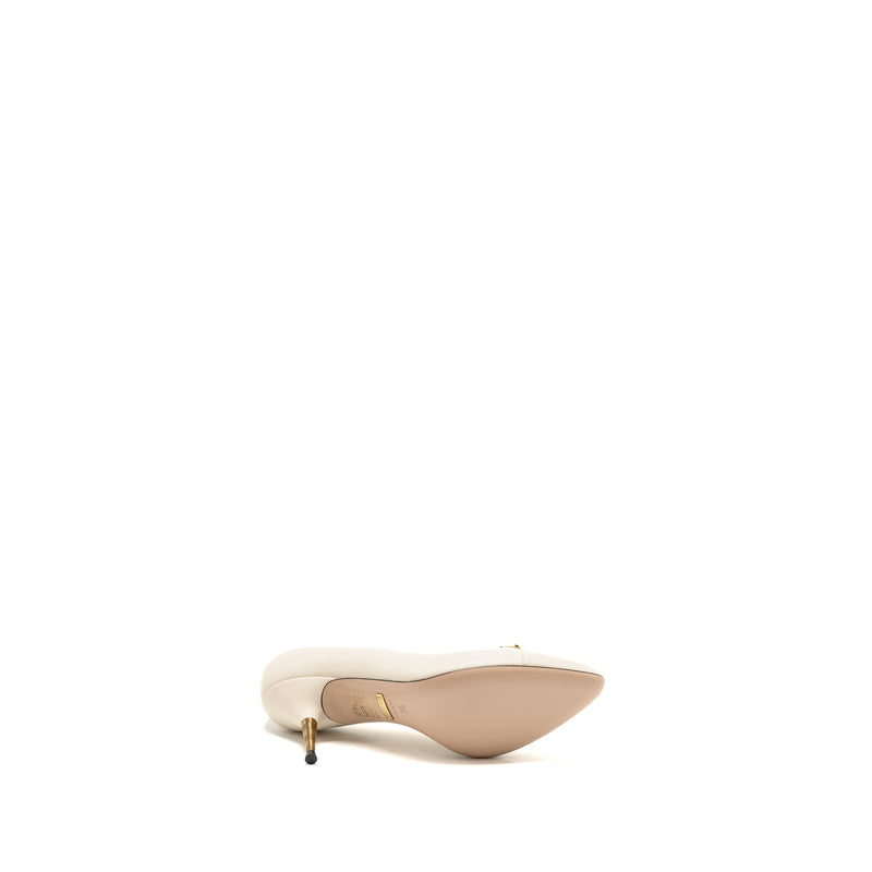 Gucci Size 35 Interlocking G Horsebit Detailed Pumps Leather White GHW