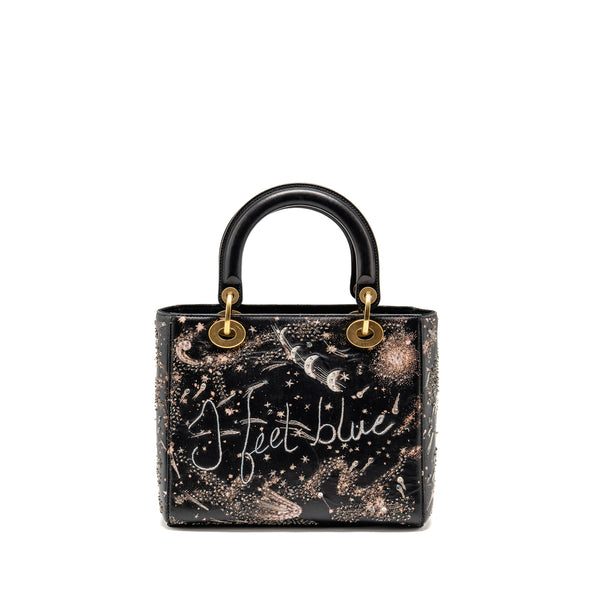 Dior Medium Lady Dior I Feel Blue Limited Edition Embellished Lambskin Multicolour GHW